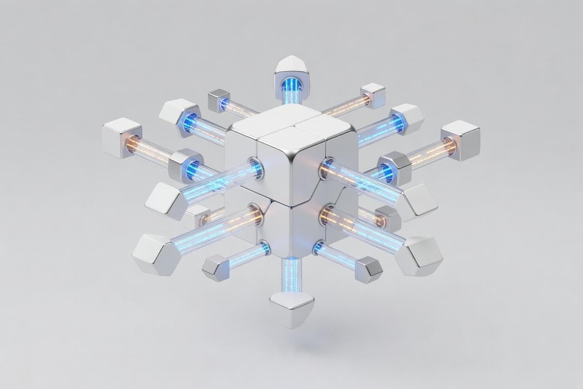 Isometric network nodes depicting multiple zero-day exploits and data breaches.